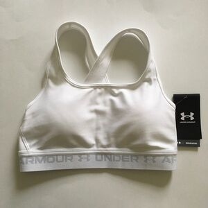 Under Armour Women's Medium Support Crossback Sports Bra Sz S White 1361034